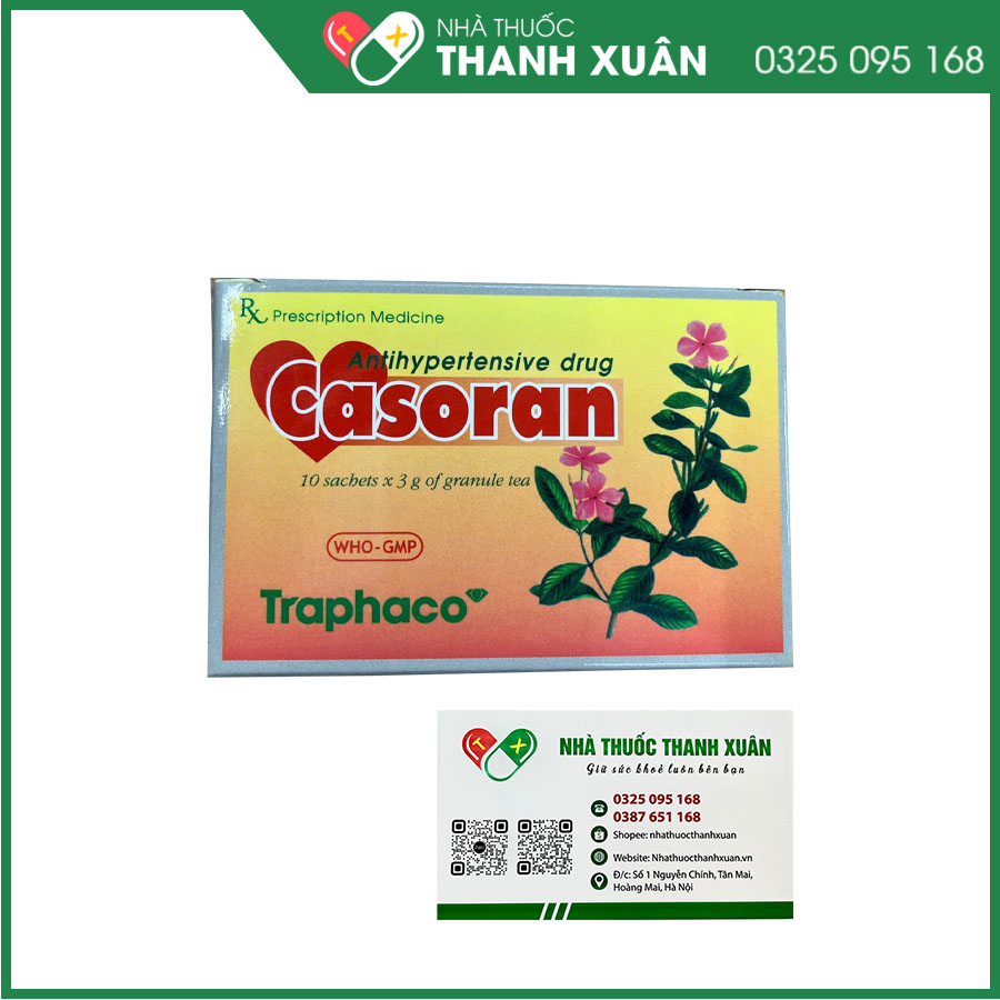 Trà Casoran phòng và hỗ trợ điều trị tăng huyết áp thể vừa và nhẹ, tai biến mạch máu não, tăng cholesterol